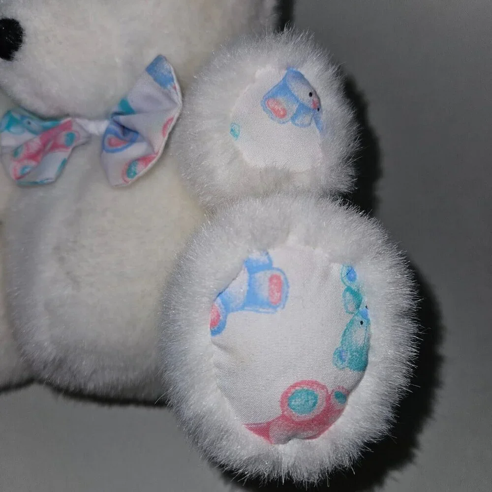 VTG Carter's White Teddy Bear Rattle Plush 8